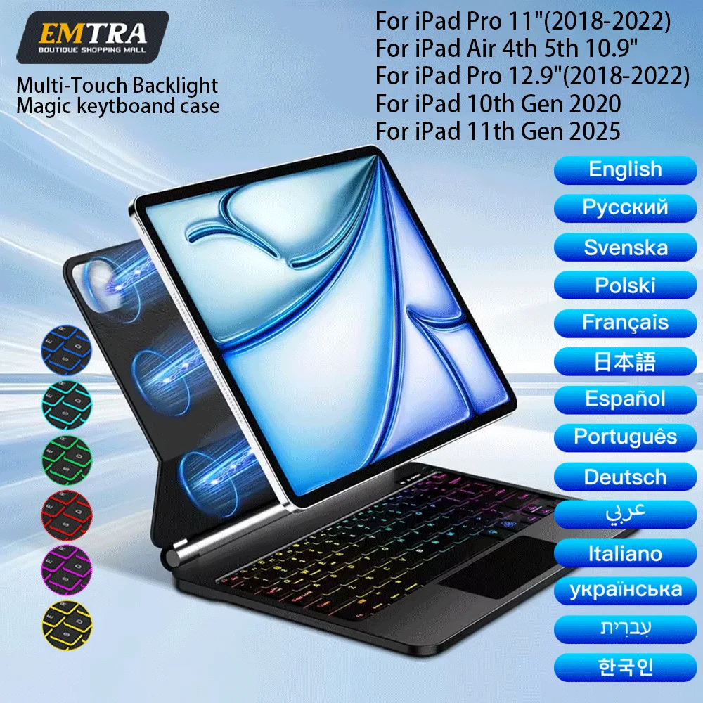 

Bluetooth Wireless Keyboar Magic Keyboard for iPad 13 11 12.9 inch Por 6th 5th 4th 3rd 10.9 Air 4 5 Backlight Spanish Smart Case