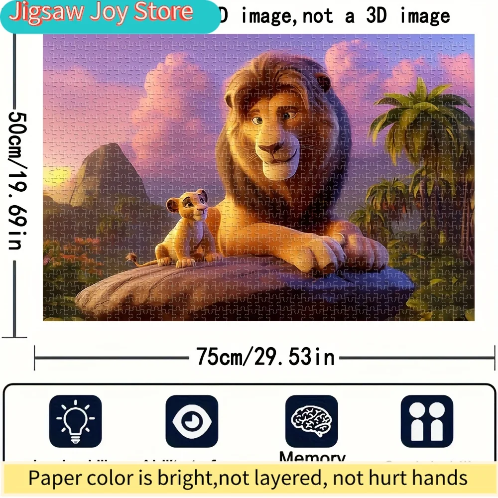 Puzzle in legno del Re Leone Disney |   Scenari Vividi di Simba e Mufasa in Legno Grezzo, Divertimento in Famiglia, Decorazioni da Scrivania, Regali di Pasqua e Compleanno