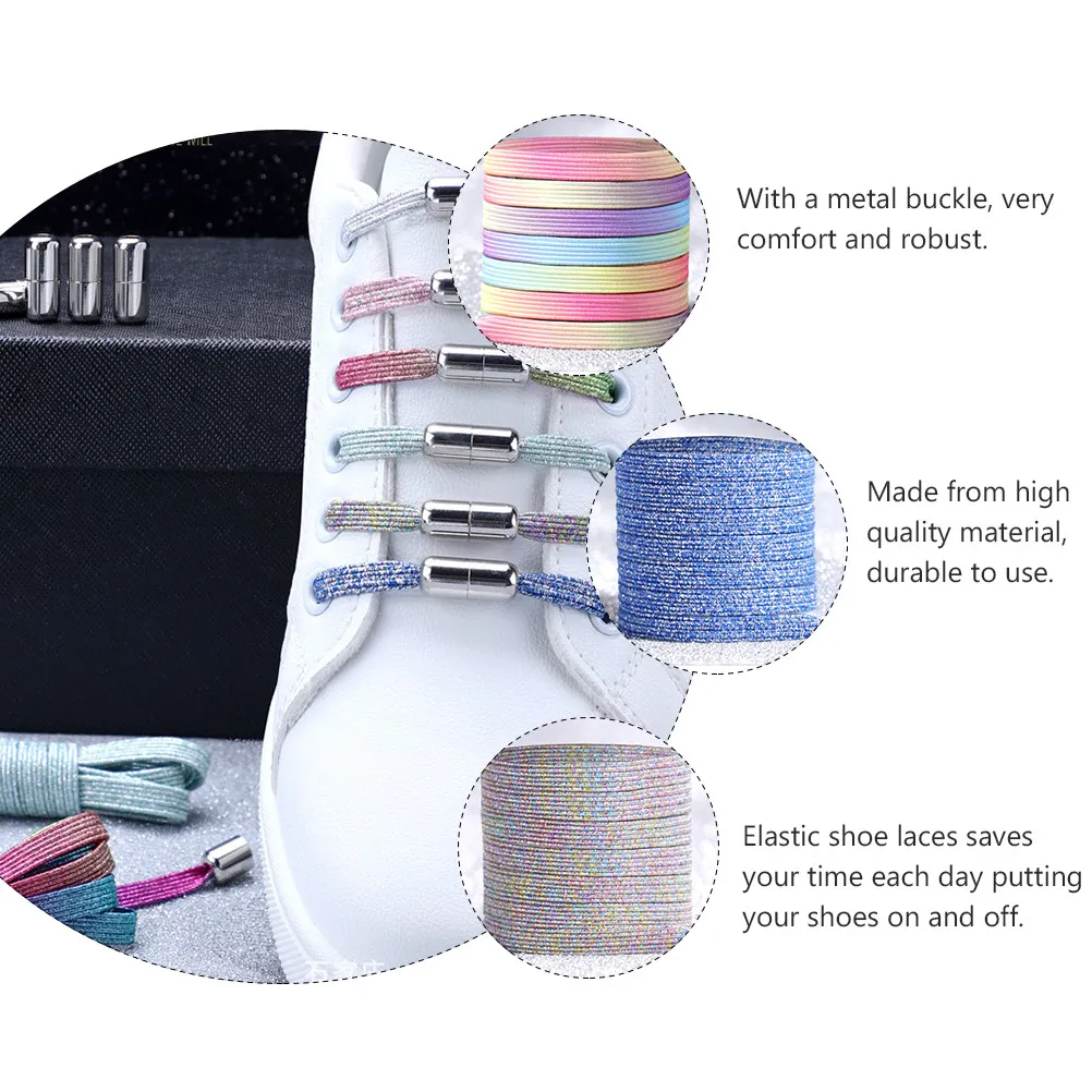 

7 пар эластичных шнурков без завязок с фиксатором, разноцветные, 100 см, прочные, удобные шнурки для детей, взрослых и пожилых людей, для ежедневного использования