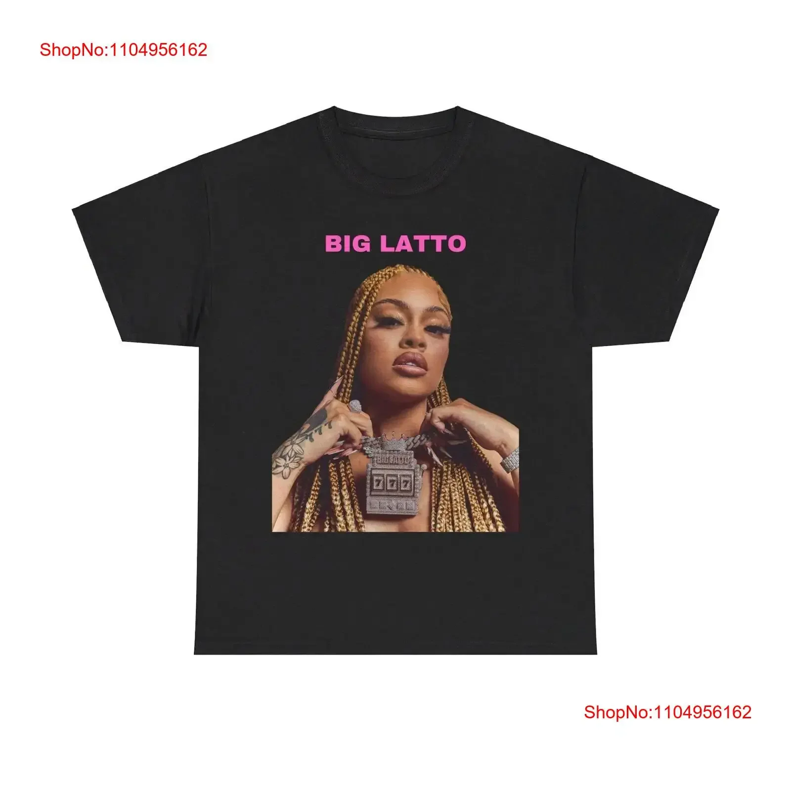 تي شيرت Big Latto Merch عتيق مغسول للارتداء اليومي، ملابس مريحة بتصميم جرافيك أنيقة قليلاً
