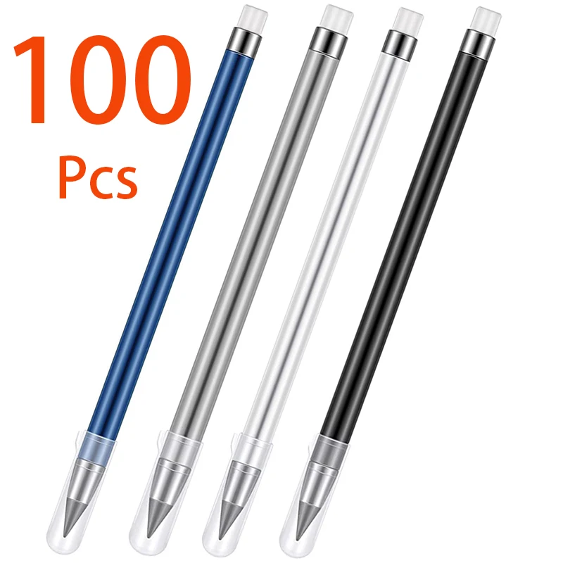 

100Pcs Inkless Pencil Everlasting Pencil with Eraser Infinity Pencil for Writing Drawing