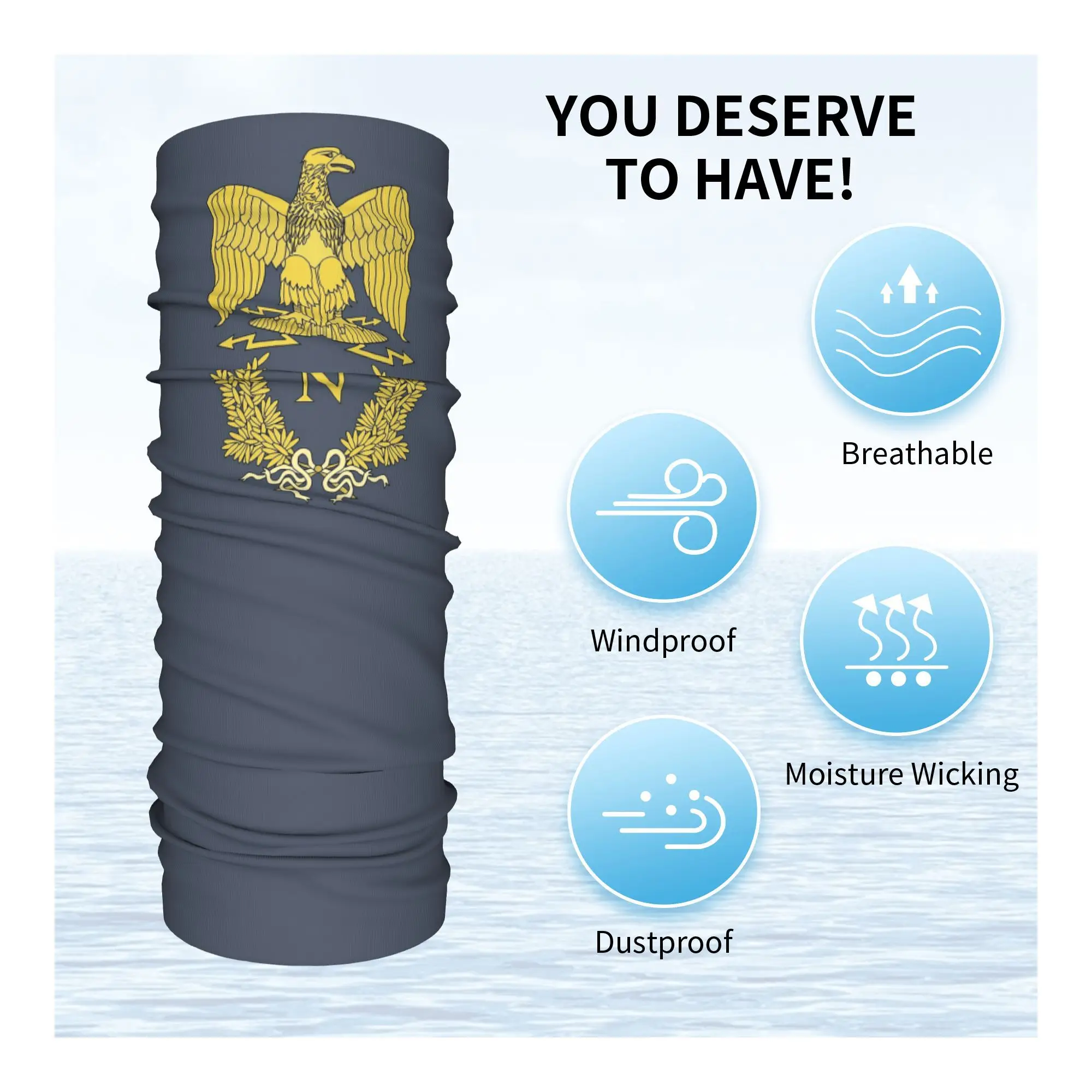 نابليون بونابرت إيمليم باندانا الرقبة الجراب مطبوعة الوجه وشاح متعدد الوظائف بالاكلافا الجري للرجال النساء الكبار يندبروف