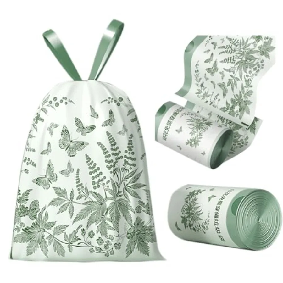 

6- Small Trash Bags No-Tearing Drawstring 1.1 Mil Thick - 50Count for Bathroom Kitchen Toilet Home Office and Bedroom