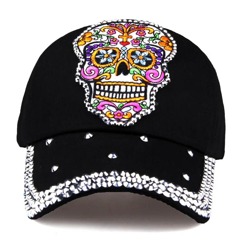 [YARBUU] New Fashion Four Seasons Baseball Cap For Men Skull Embroidery Rhinestone Gorras Hombre Sun Protection Casquette Hats