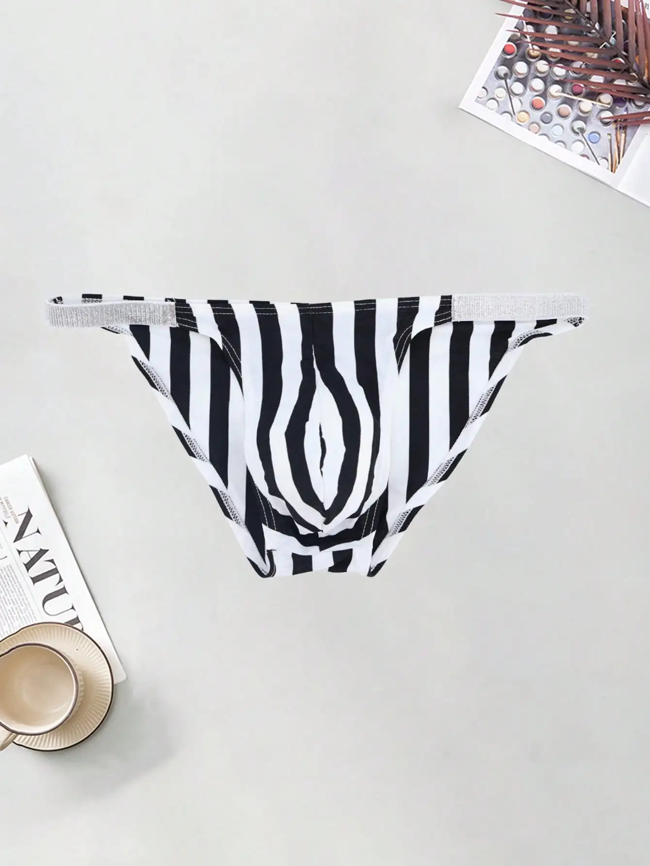 Fashion zebra print sexy sports basic style sequin thin strap Men's low waist seamless personality thong