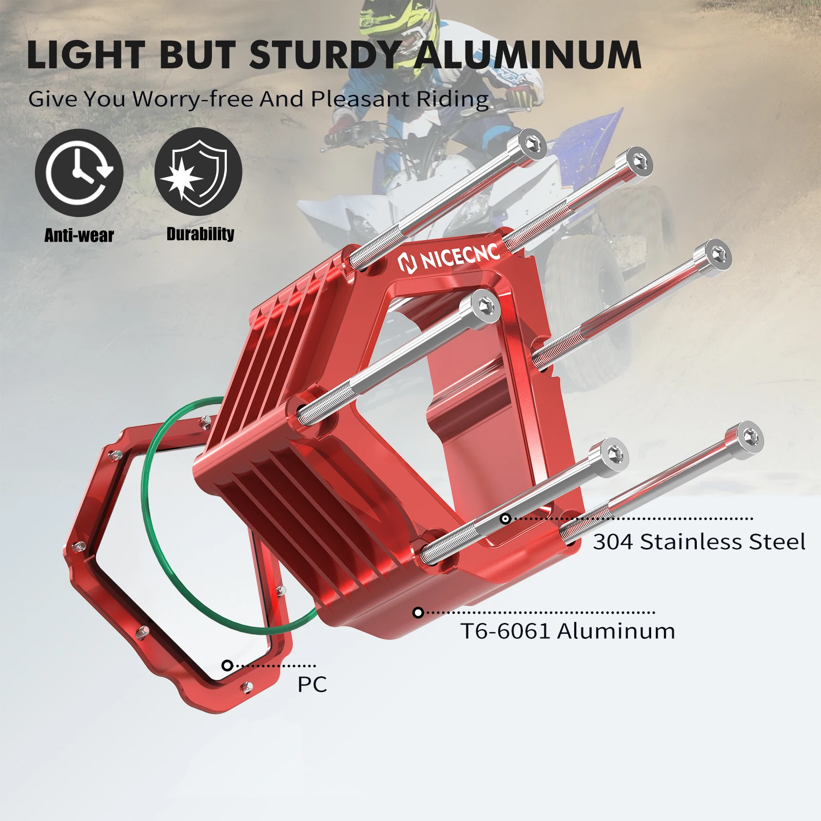 NICECNC Ölkappenabdeckung für Yamaha YFZ450R YFZ450RSE 2009-2023 Aluminium-Sichtglas Kühlkörper ATV-Zubehör 18P-15423-00-00 – Detail 6
