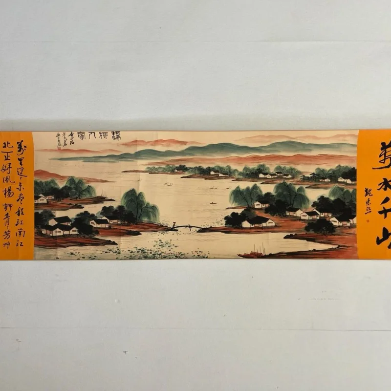 

Знаменитая художественная каллиграфия и живопись в античном стиле Qi Baishi Xiliu Renjia, картина, длинный прокрутка, прокрутка для гостиной, деко