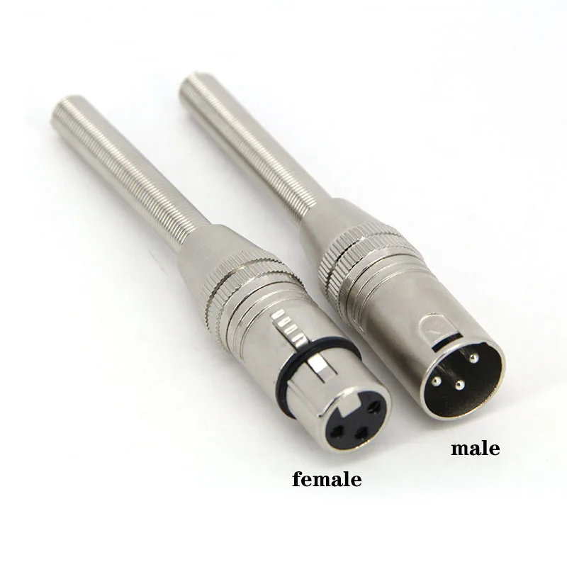 long metal 3 core XLR 3pin card smashing pin male female spring head long balanced sound box microphone connector plug t1