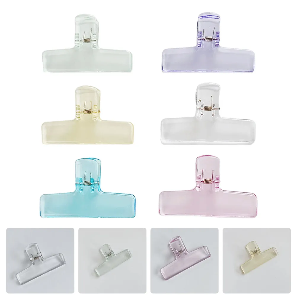 6Pcs Large Decorative Binder Clips Smooth Elastic Paper Clamps for Diaries Notes Bills Exam Papers Snack Bags File Organizer