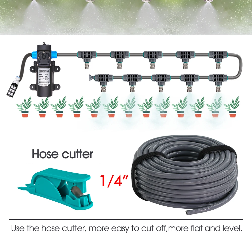 45W Pump 0.15MM Garden Outdoor Automatic Irrigation Cooling System 110-240V Power Three-Way Connection Piece Micro Mist Spray