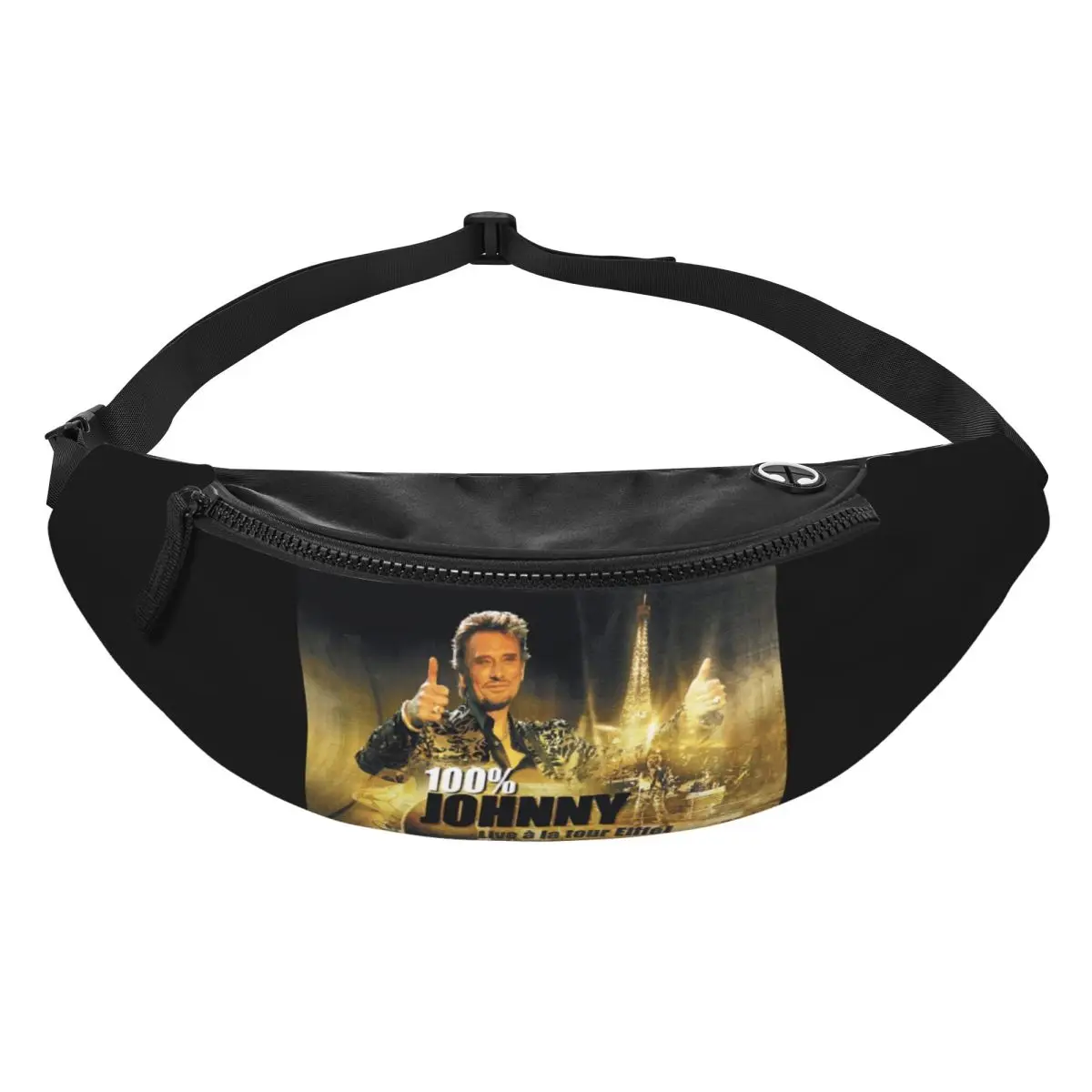 Custom Johnny Hallyday Fanny Pack Men Women French Rock Singer Crossbody Waist Bag for Traveling Phone Money Pouch