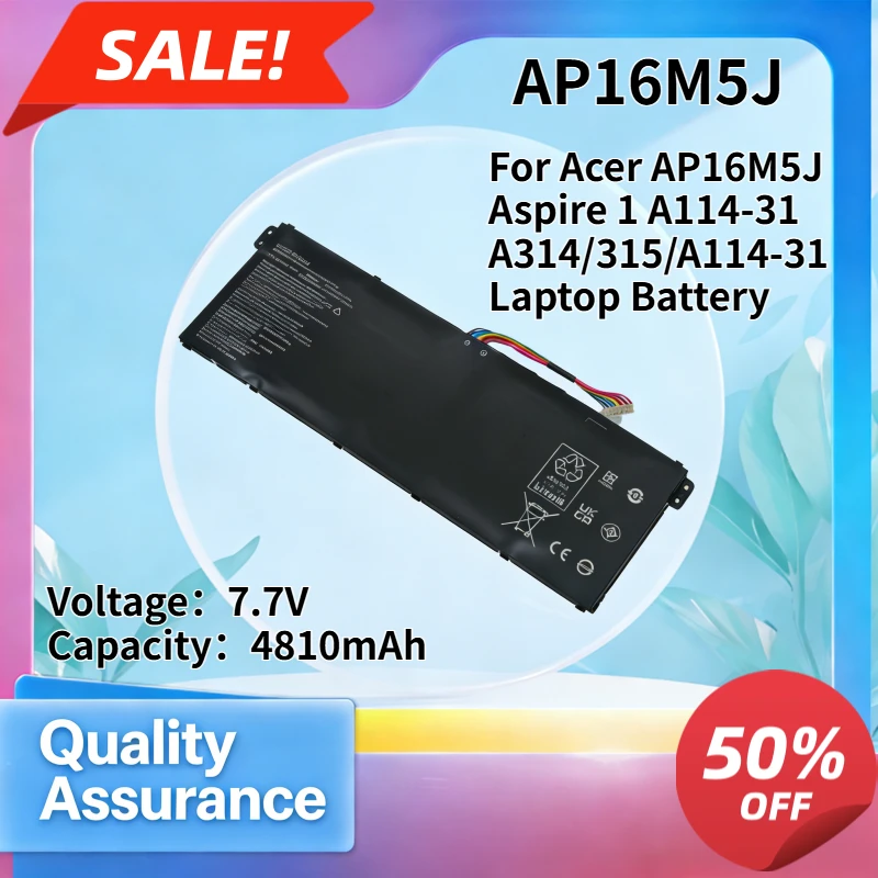 

4810mAh 7.6V Notebook Battery Compatible with Acer AP16M5J Aspire 1 A114-31 A314 A315 Laptop Battery