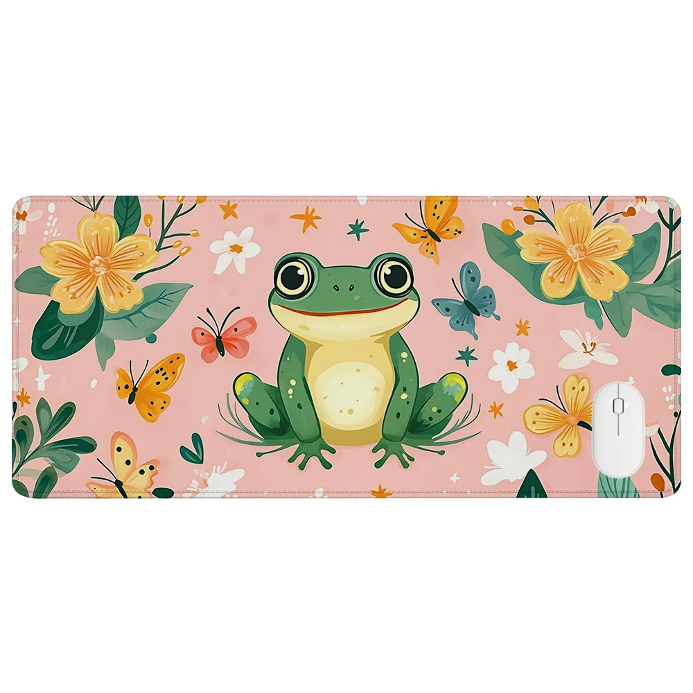 Gobincore Mushroom Frog Mousepad Botanical Anime Desk Mat Gift Kawaii Floral Mouse Pad Desk Decor Keyboard Accessories Carpet
