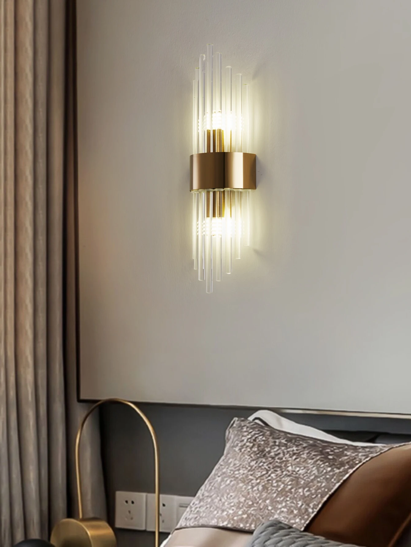 Gold/Black Stainless Steel Crystal Wall Sconce for Living Room, Bedroom, Kitchen Home Decor Lighting, G9 Light Source
