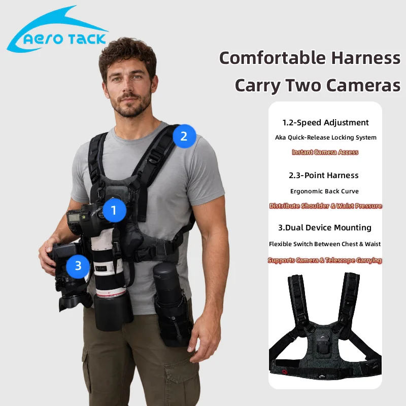 G3 PRO Professional Dual Camera Vest Quick Release Arca Type Shoulder Strap Lens Mount for DSLR Mirrorless Cameras