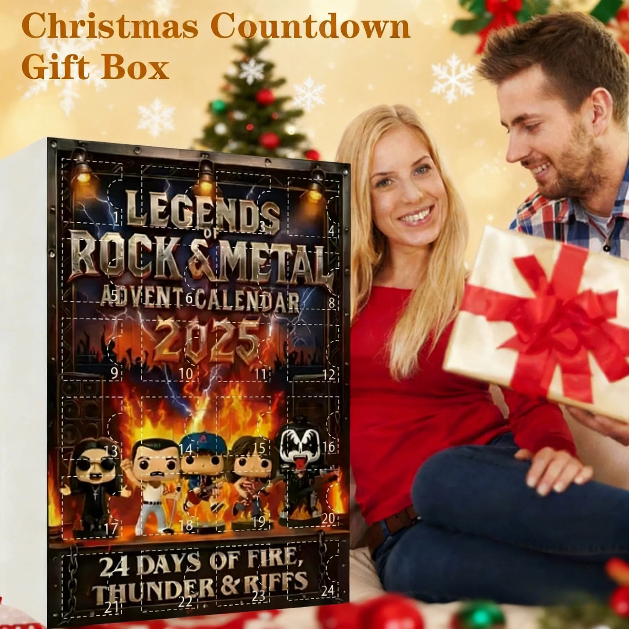 Kalendarz Adwentowy Rock Metal 2025 2D Płaski Akryl Prezent dla Fanów Rocku i Metalu Blind Box Odliczanie 24-dniowe Pudełko Prezentowe dla Dzieci