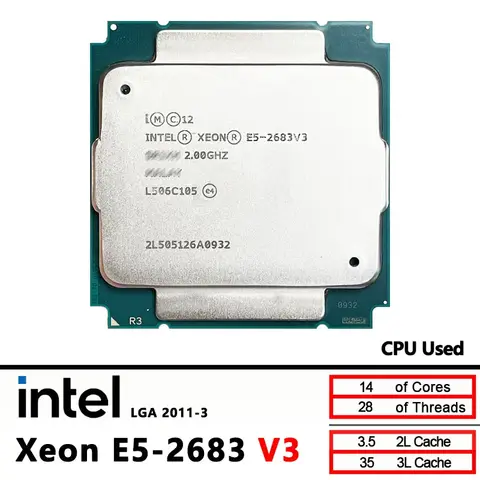 Intel Xeon Used Processor Intel Xeon Used E5 2683 V3 E5-2683V3 2.0 GHz 35M 120W 22nm CPU processor LGA 2011-3
