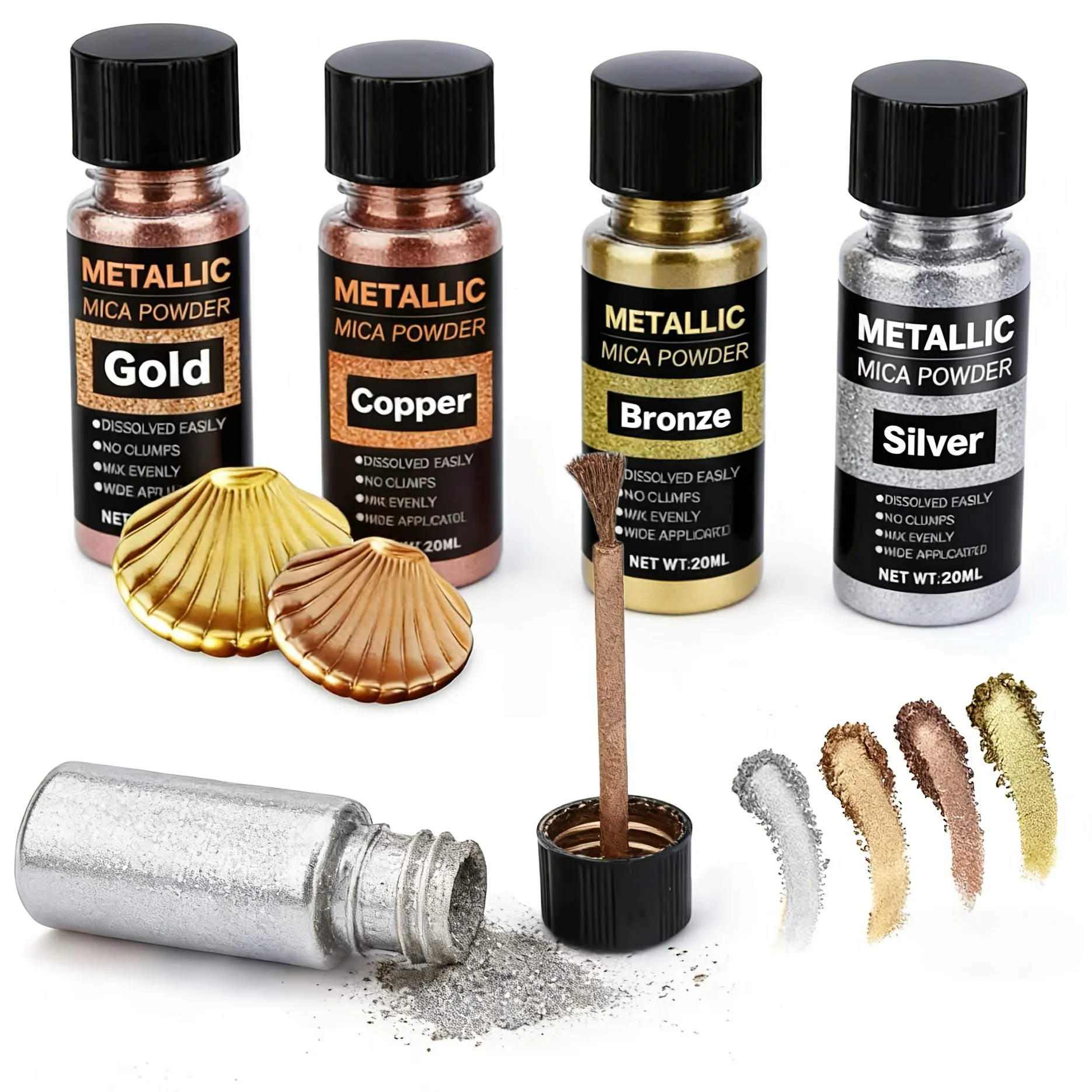 Metallic Mica Powder, Brushed Bottle of Mica Powder, Resin Dyes, Color Pigments for Making Epoxy Resin, Clay, Jewelry, Can