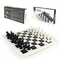 1set Foldable Chess Set With Plastic Board Block, Tabletop Game Toy For Children  Outdoor Game Chess Family Building Blocks