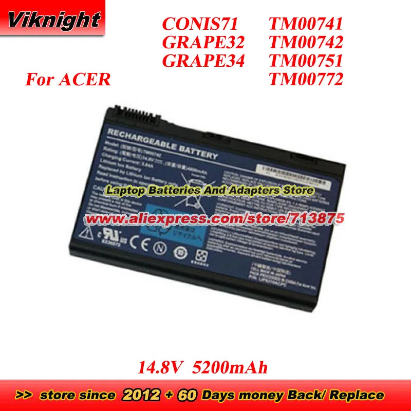 

TM00741 TM00742 TM00751 TM00772 CONIS71 GRAPE32 GRAPE34 Battery for Acer Extensa 5210 5220 5620 5630 TravelMate 5310 7520 7720
