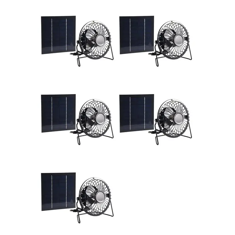 

【АКЦИЯ】5 мини-вентиляторов на солнечных батареях, портативный вентилятор 5 Вт, 4 дюйма, для теплиц, офиса и улицы