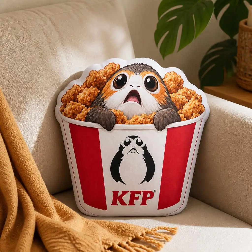 Funny Space Bird Fried Chicken Bucket Throw Pillow Sci Fi Food Parody Cushion Irregular Stuffed Accent Pillow Sofa Decor Gift