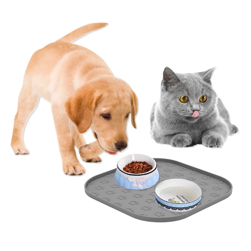 

27x27cm Anti-Slip Silicone Pet Feeding Mat Thickened Waterproof Portable Outdoor Traveling Dog Food Mat Comederos Para Perros