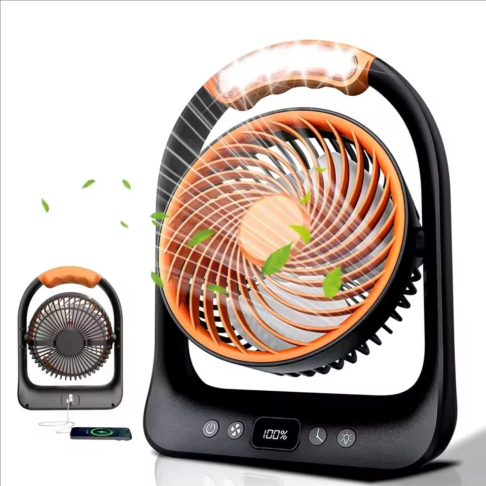 

2026 Camping Fan 3 Speed Adjustable Portable Desk Fan Rechargeable 360° Tiltable Electric Fan with LED Specified Time Cooling Fa