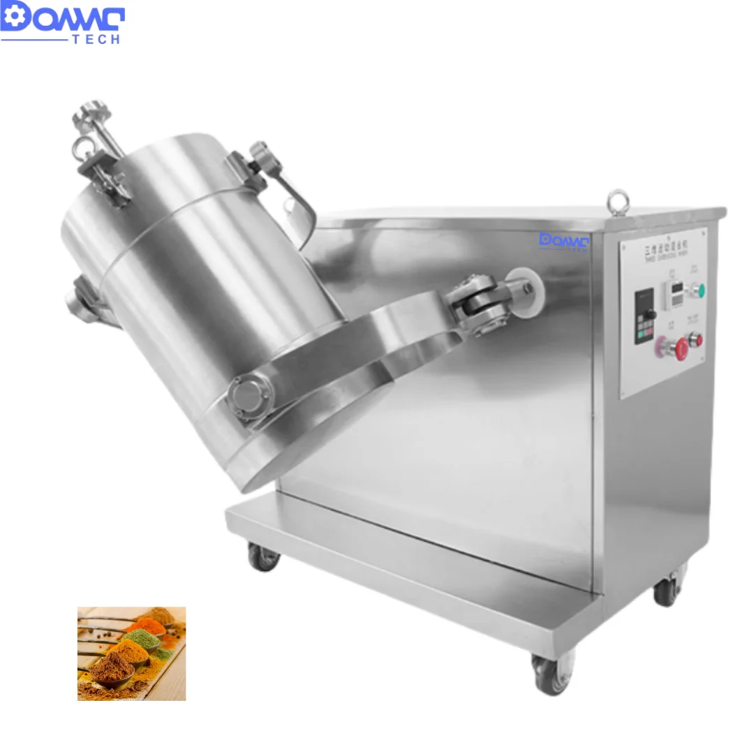 Dry Plastic Additive Flour Spice 3 Dimensional Homogenizer Drum Mixer Machine Powder Stirrer 3D Swing Rotating Blender Machine