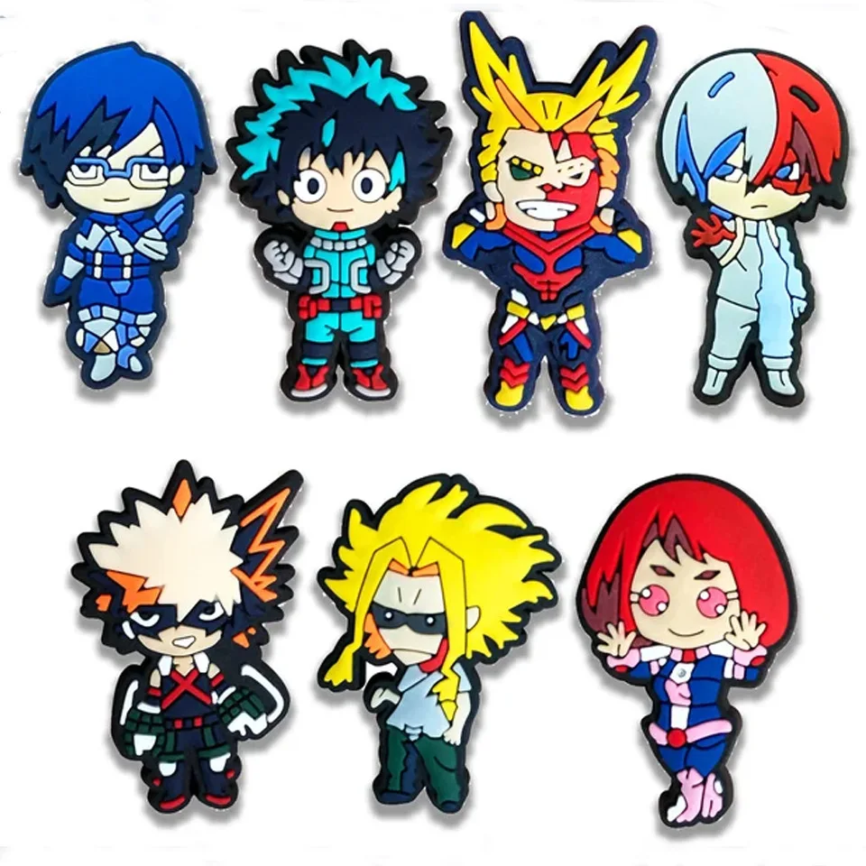 7-8pcs/set Cartoon Popular Anime in Japan Shoe Buckle Sandals DIY Accessorie PVC Detachable Clogs Pins Decor Kid Xmas Party Gift