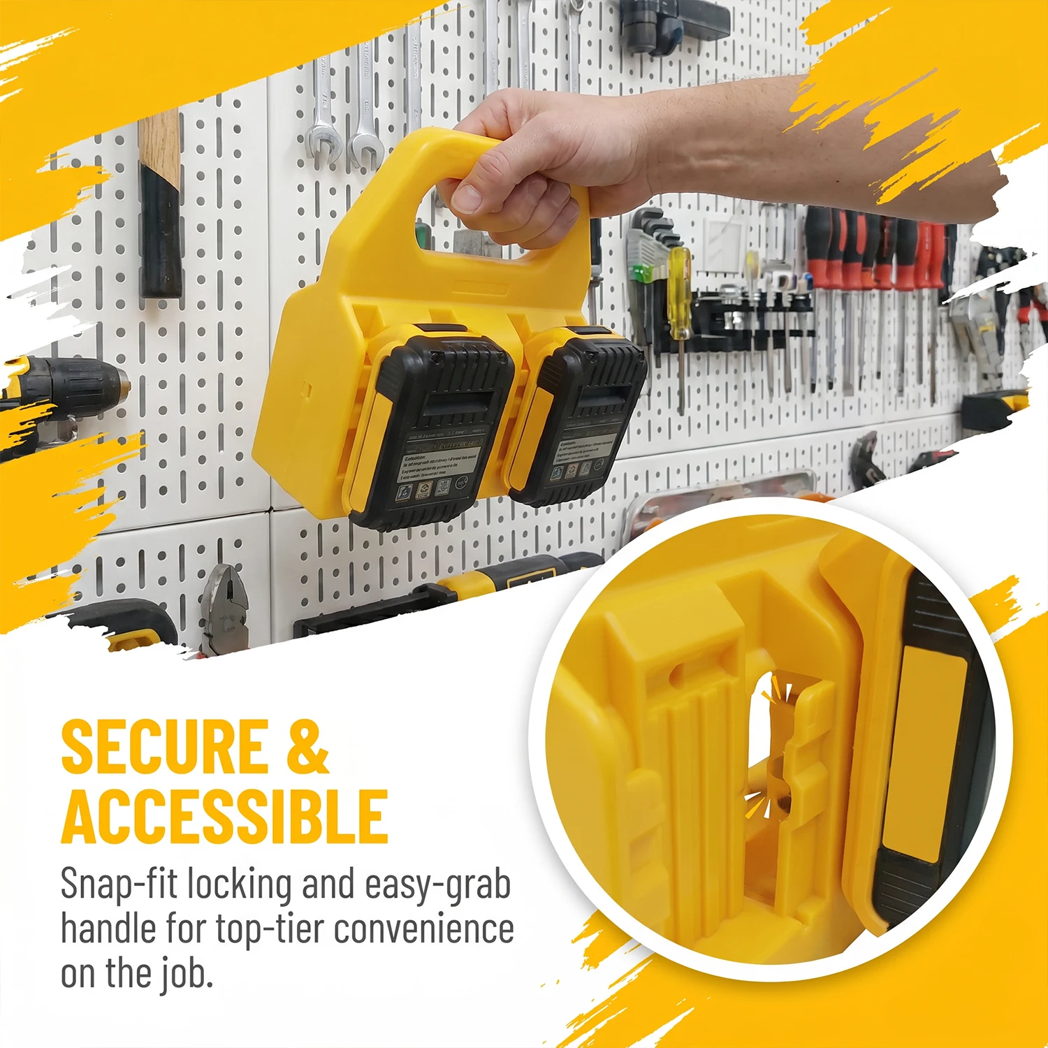 NEW Battery Holder Storage For Dewalt 20V For Milwaukee 18V For Makita 18V Li-ion Battery Portable Battery Holder with Handle image 3