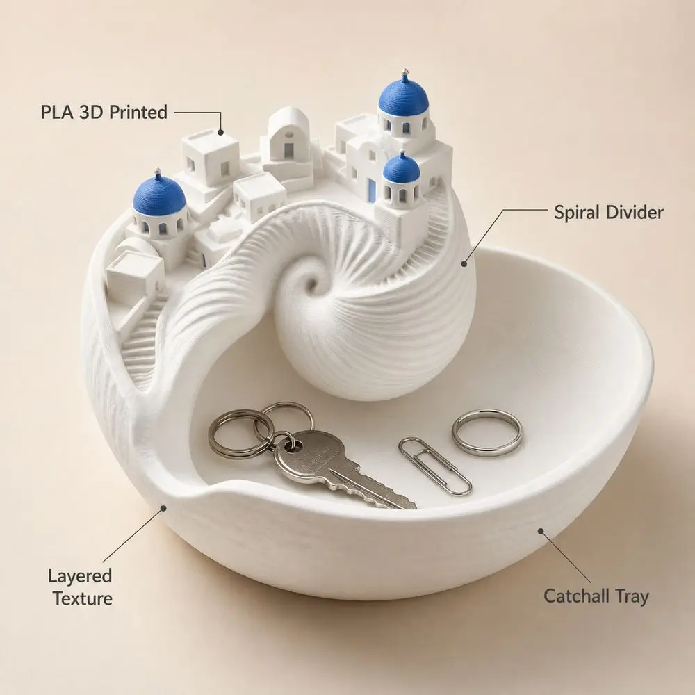 New Conch Shell Shape Catchall Bowl Shelf Display Spiral Divider Shell Key Bowl Desktop Decor Jewelry Organizer