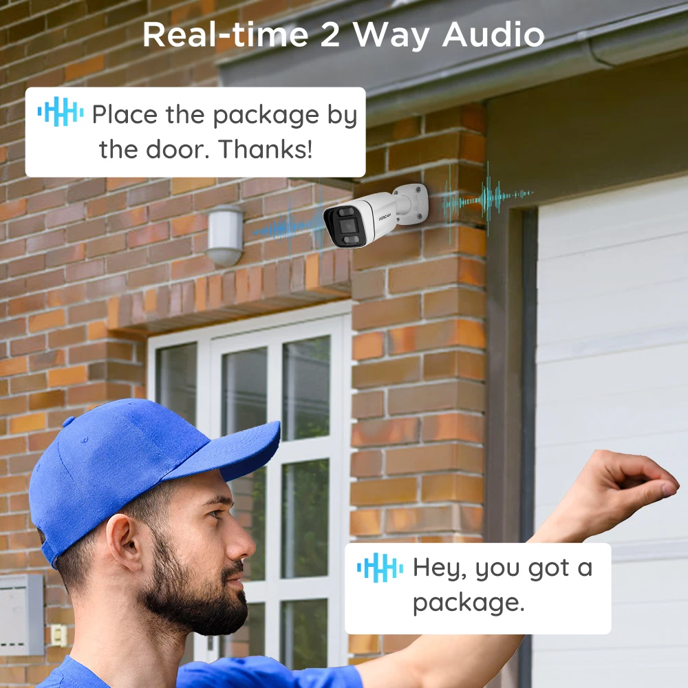 FOSCAM-cámara de seguridad inteligente 4K de 8MP, videocámara PoE con visión nocturna a Color, cámaras de vigilancia con detección de personas y
