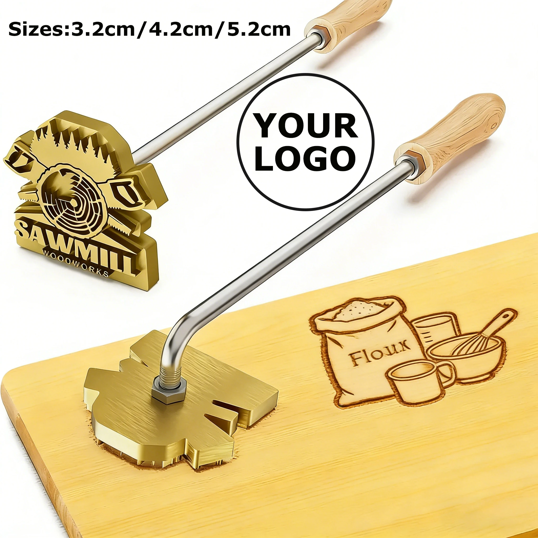 Leather Wood LOGO Customized Branding Iron Custom Brass Iron Heating Stamping Embosser Stamp for Cake Hamburger Private LOGO DIY