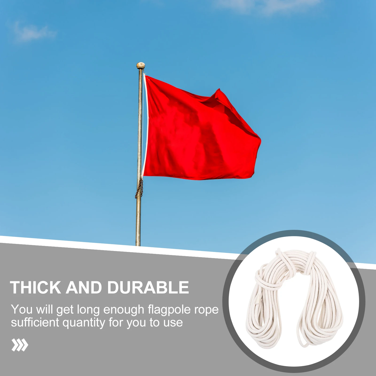 Cuerda de Algodón Resistente para Mástil de Bandera, 30 Metros, Resistente a la Intemperie, para Levantar Mástiles de Bandera, Tender Ropa, Acampar