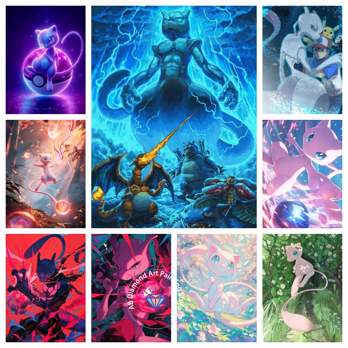 Resin Art Gift - Pokémon Handsome Mewtwo Cartoon 5D DIY