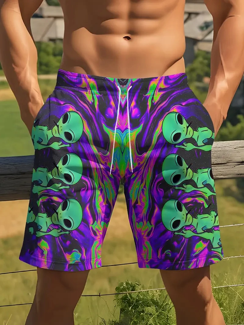 

Harajuku UFO Alien 3D Printed Short Pants For Men Women Clothes Hip Hop Hawaiian Beach Shorts Casual Vacation Kids Trunks New
