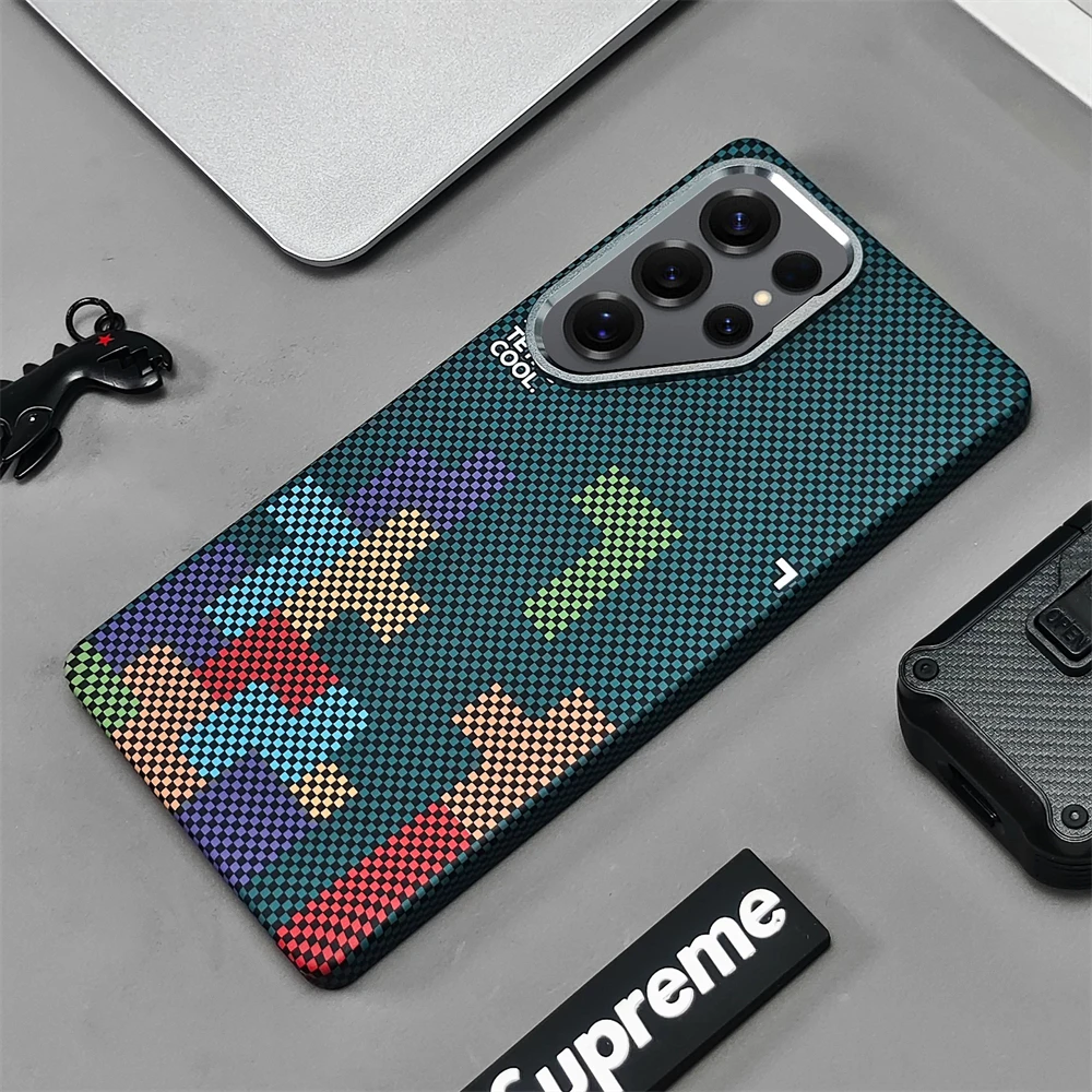 Business Sle Carbon Fiber Texture Magnetic Case for Samsung S26 Ultra S25 S24 S23 Ultra for MagSafe Wireless Charger Cover Funda