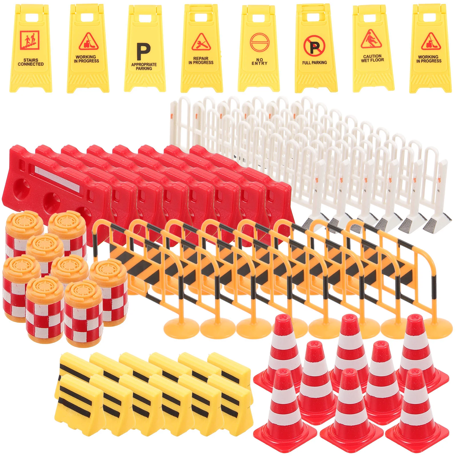 62 Pcs Transportation Toy Model Road Blocks Traffic Cone Fence Simulation Sign Roadblocks Toys Barricade Child