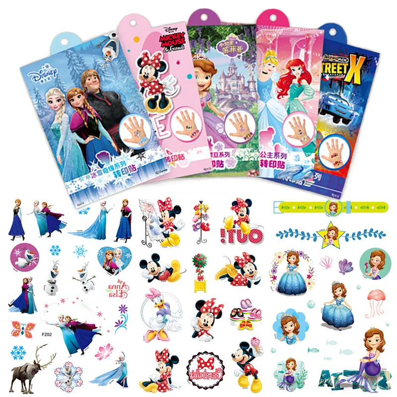 Disney Anime Frozen Mickey Mouse Sofia Child Temporary Body Art Tattoo Stickers Waterproof Transfer Printing Stickers Gift Box