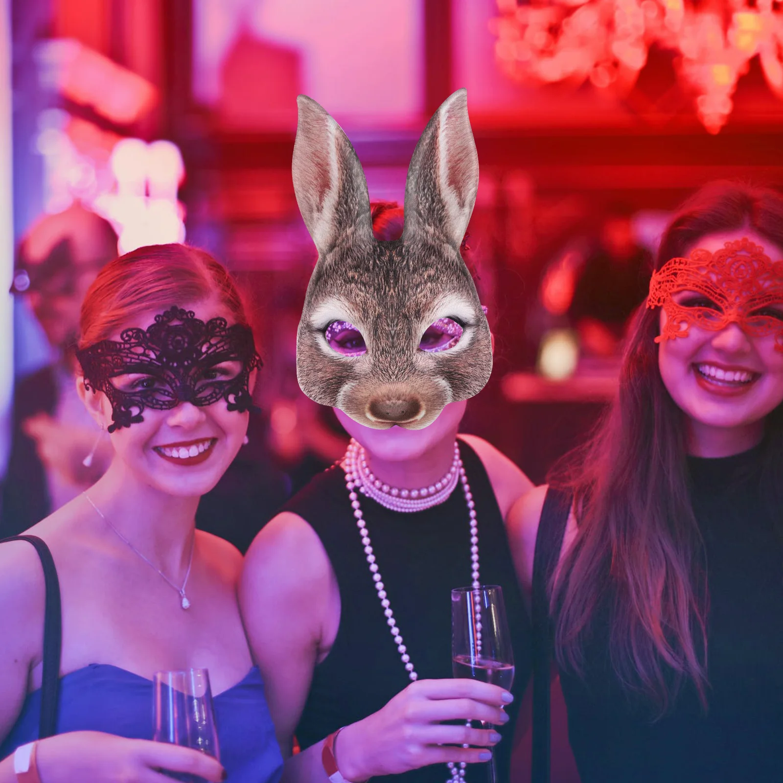 

Bunny Mask Cute Cartoon Halloween Ball Party Cosplay Half Face Girl