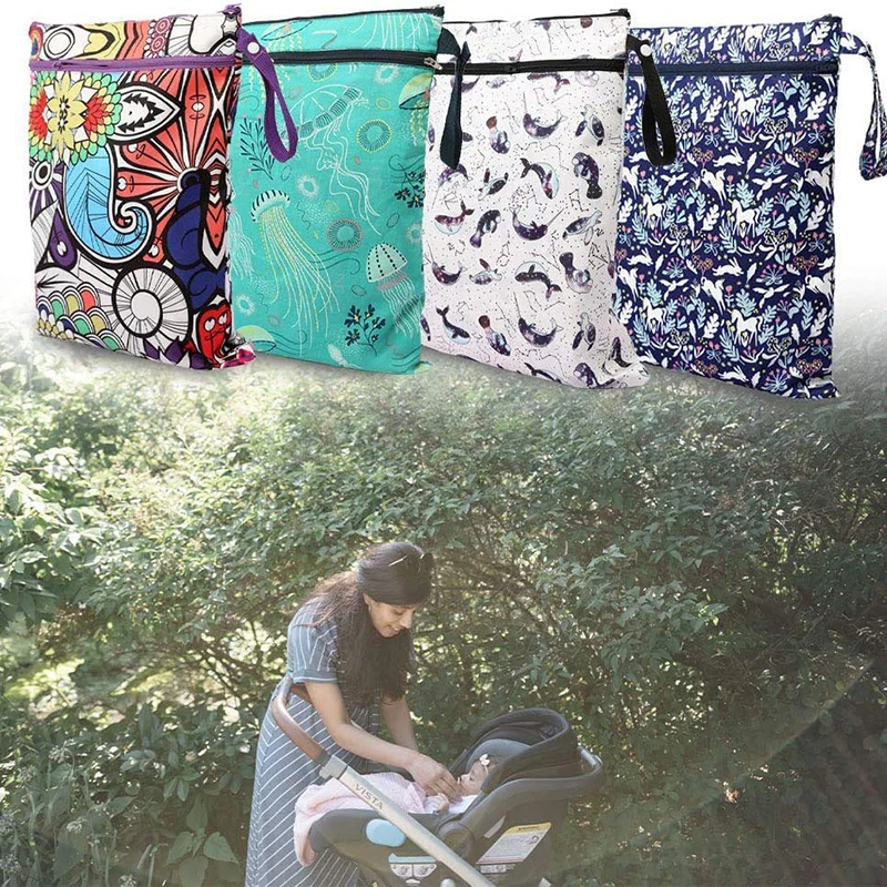 Waterproof Storage Bag With Double Zipper Reusable Travel Diaper Bag Beach Diapers Dirty Activewear Wet Swimsuit Toys Organizer
