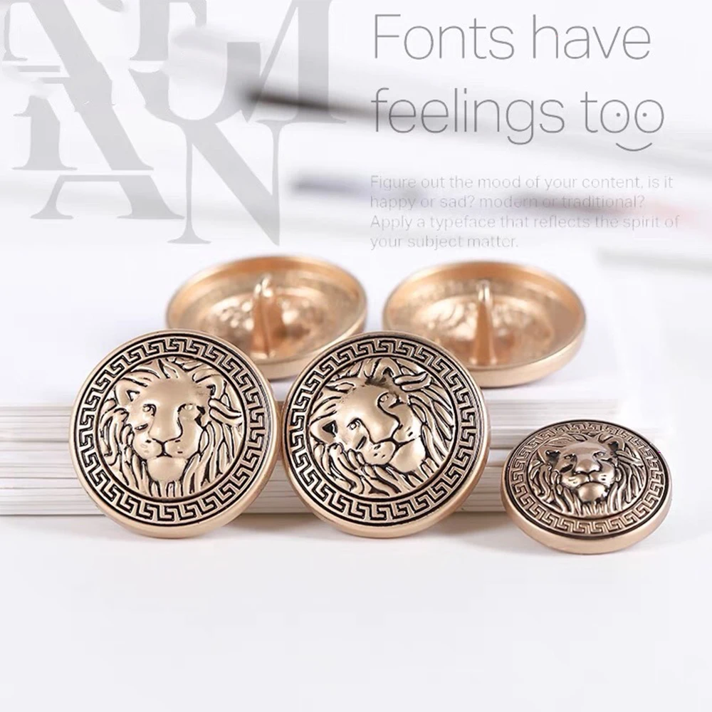 10 Pieces/set Gold Silver High-grade Lion Head Pattern Round Metal Buttons Sewing Accessories Shirt Coat Suit Decorative Buttons image 4