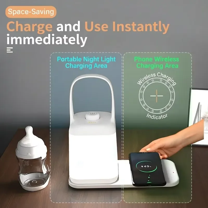 Bedroom bedside lamp Modern simple dual-purpose night light Mobile phone charging function button Wireless charging study