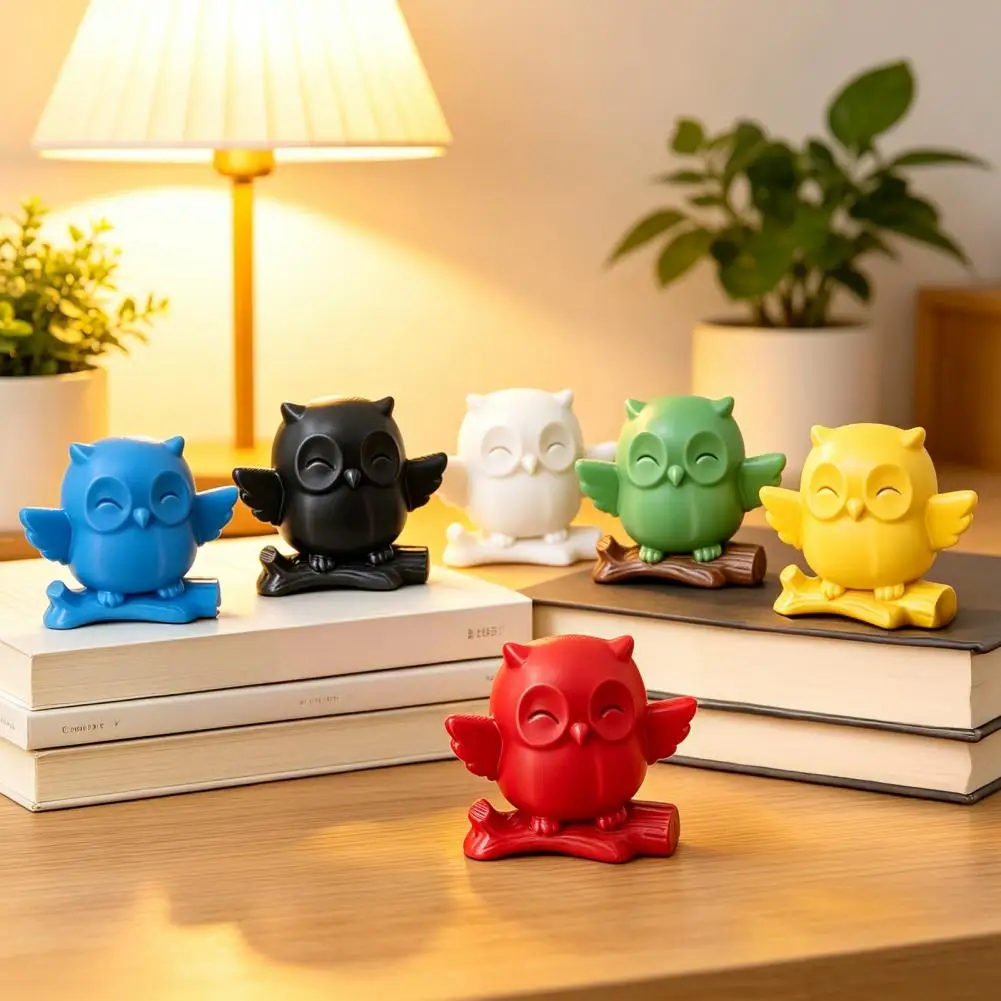Mini Owl Statue 3d Printed Owl Figurine on Tree Branch Mini Forest Statue Cute Home Office Table Desk Mantle Bookshelf Decor