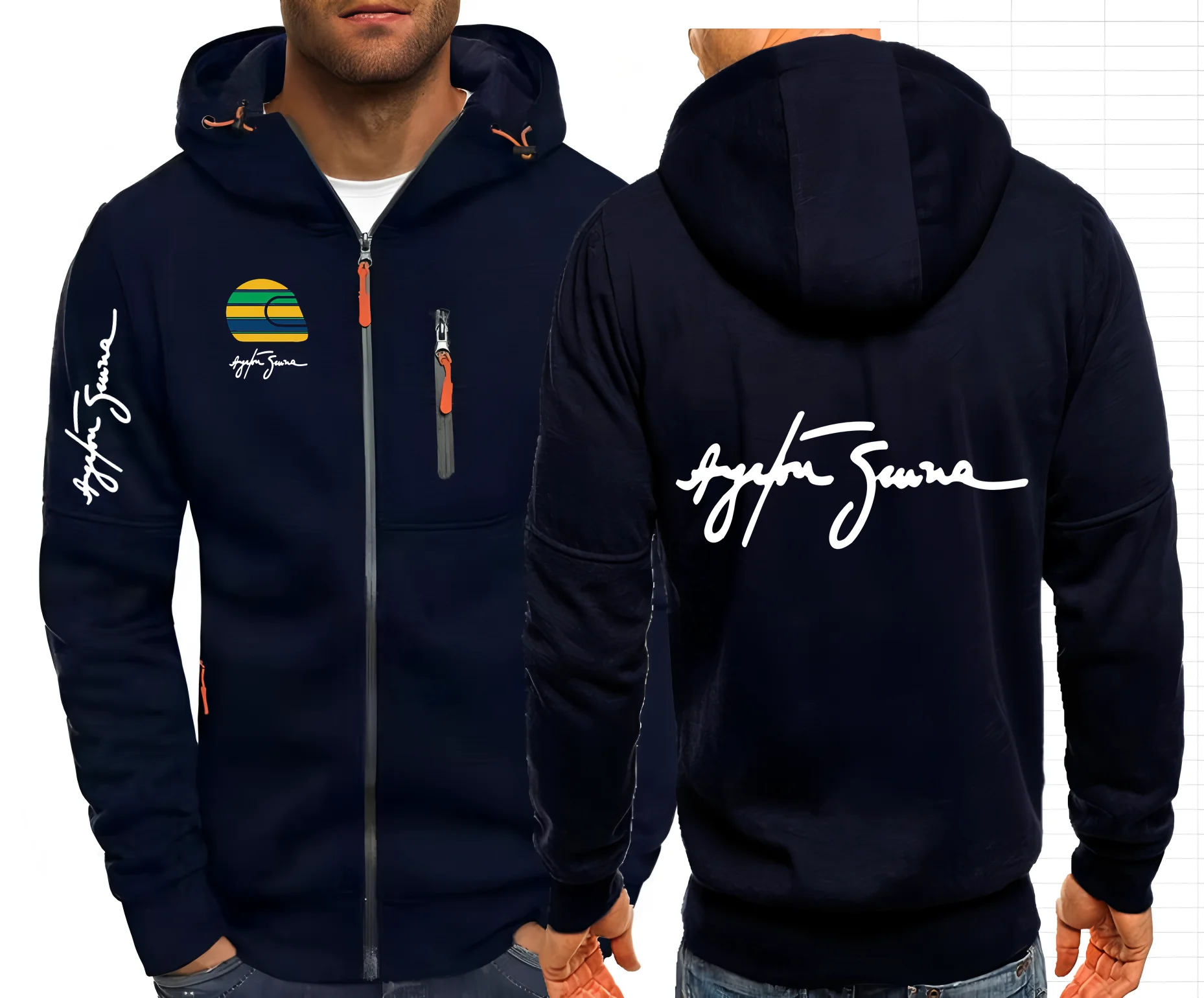 2025 Hero Ayrton Senna Racer F1 Mens Jackets Hooded Coats Casual Zipper Sweatshirts Male Men Sweatshirt Outerwear Hoodies Jacket view 3