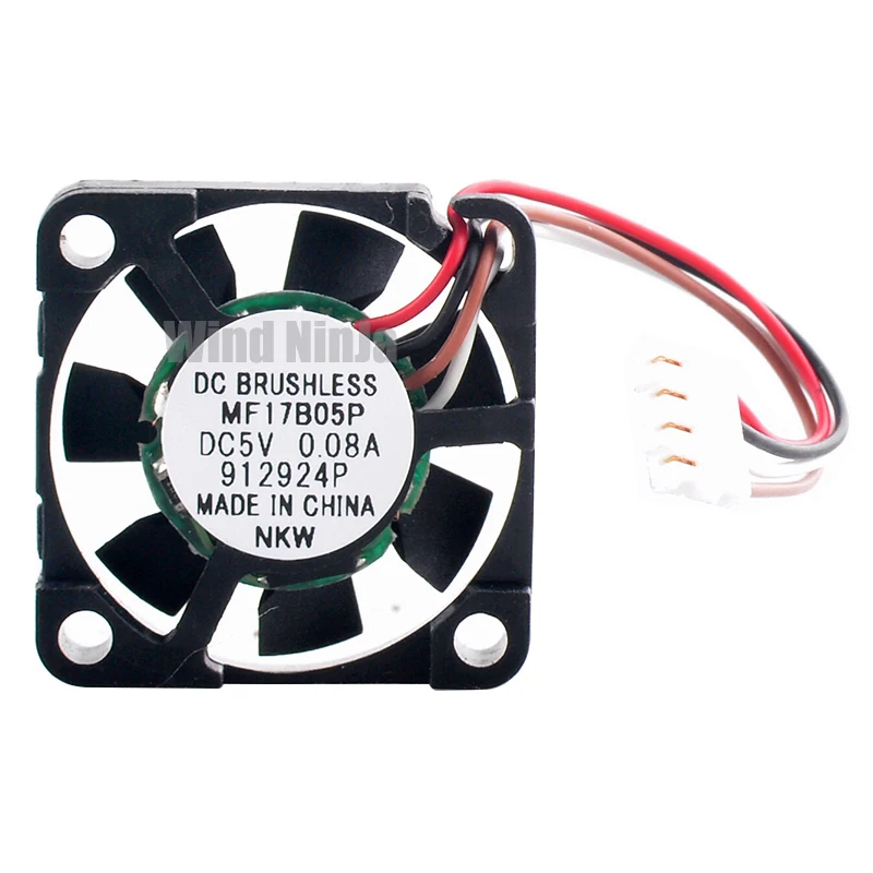 رقيقة جدا 17 مللي متر MF17B05P مروحة تبريد صغيرة 1.7 سنتيمتر DC5V 0.08A 4-Pin 4-Line لمعدات الطائرات بدون طيار الصغيرة 17x17x4 مللي متر الحجم