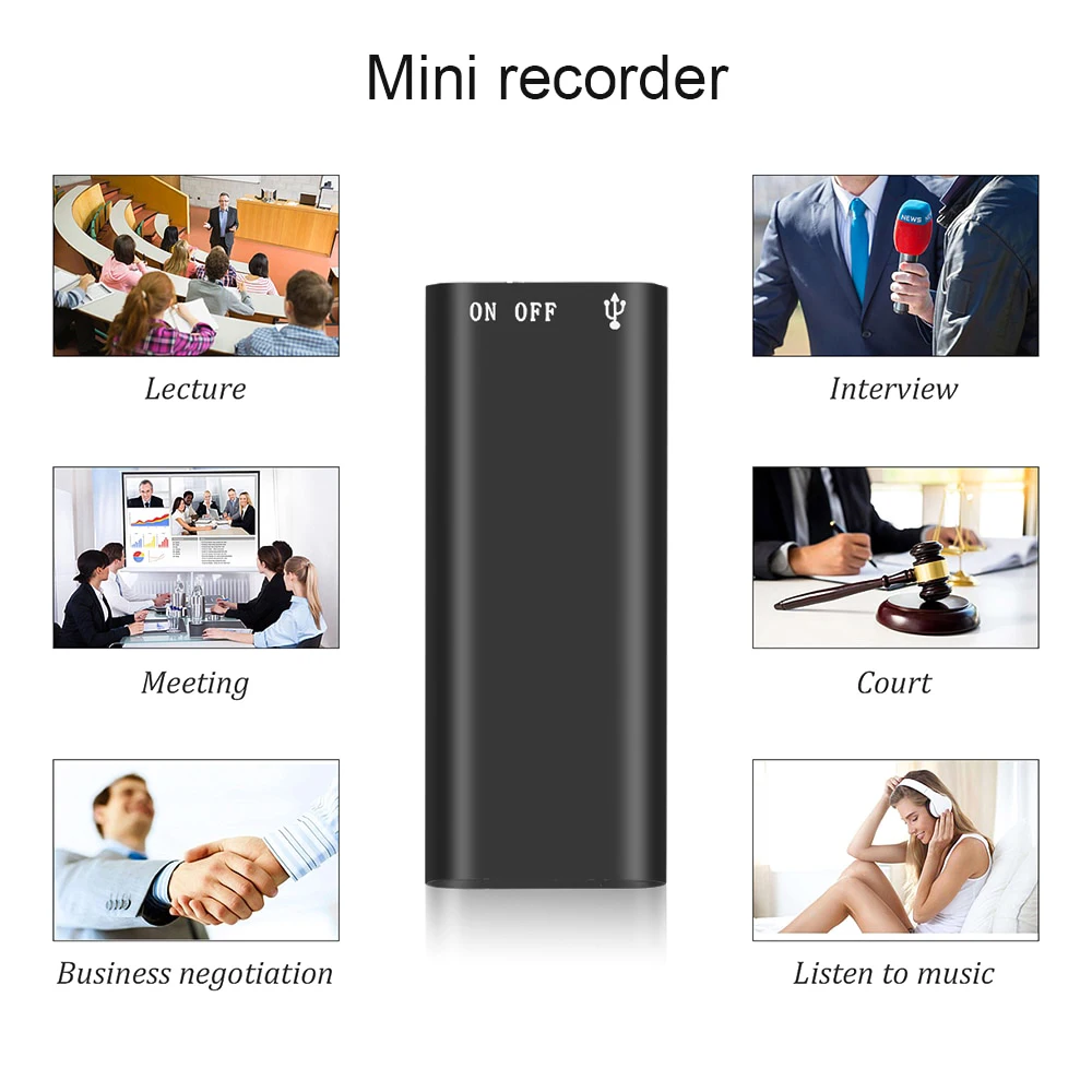 Mini USB Pen Digital Voice Recorder 8GB 16GB 32GB Music Mp3 Player 192Kbps Recording WAV Audio Recorder