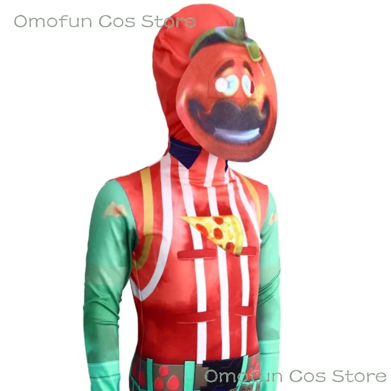2025 aaa رأس الطماطم Tomatohead تأثيري فورت ملحمي الزي بذلة زي لعبة لعب الأدوار معركة الملابس 110-190 حفلة الهالوين U