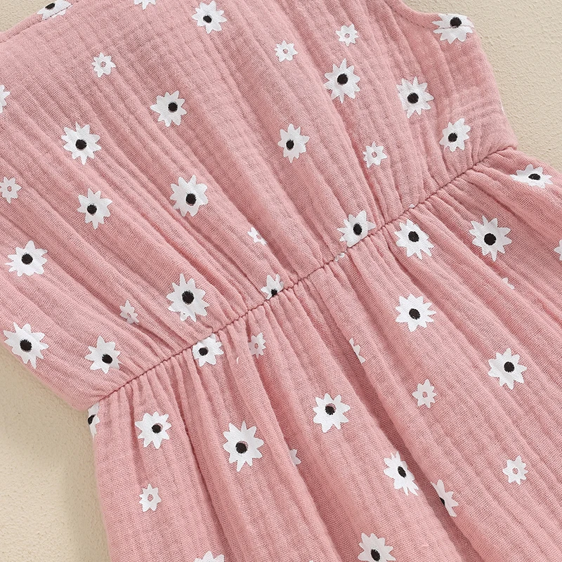 Toddler Kids Clothes Girls Summer Overalls Cotton Floral Print Backless Bowknot Rompers Jumpsuits Baby Clothing